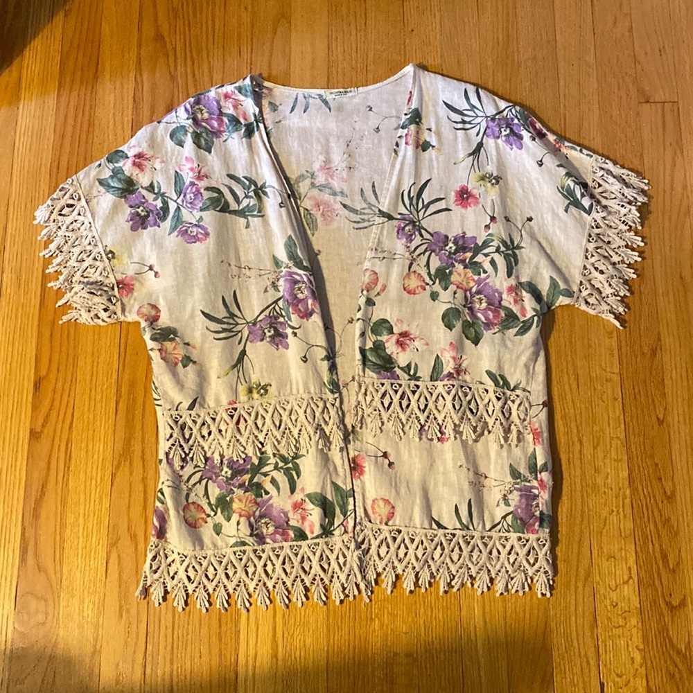 Italian linen floral cover up